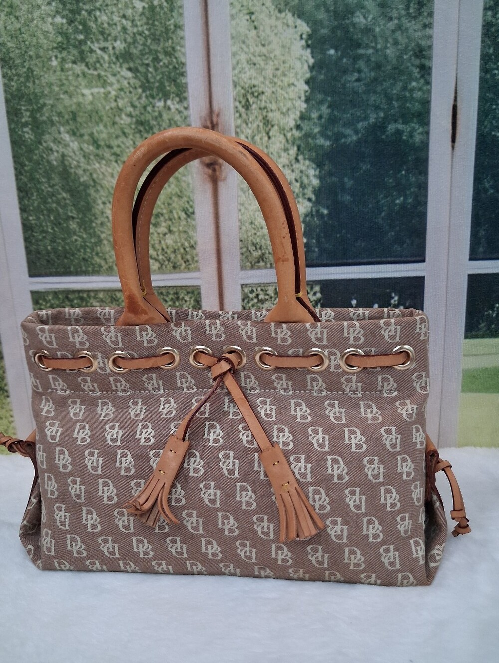 Designer-Inspired Tan Monogram Tote Bag by